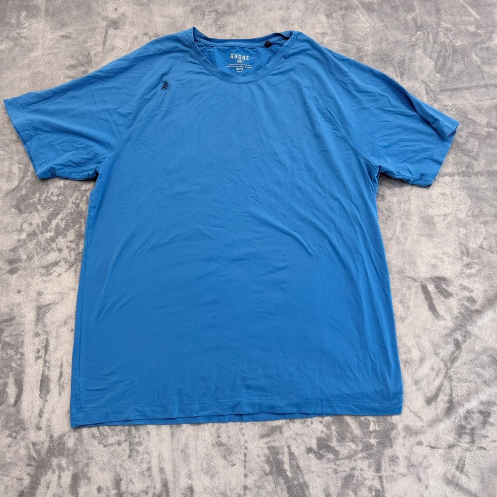Rhone Mens T Shirt Reign Short Sleeve Performance Workout Blue Solid XL